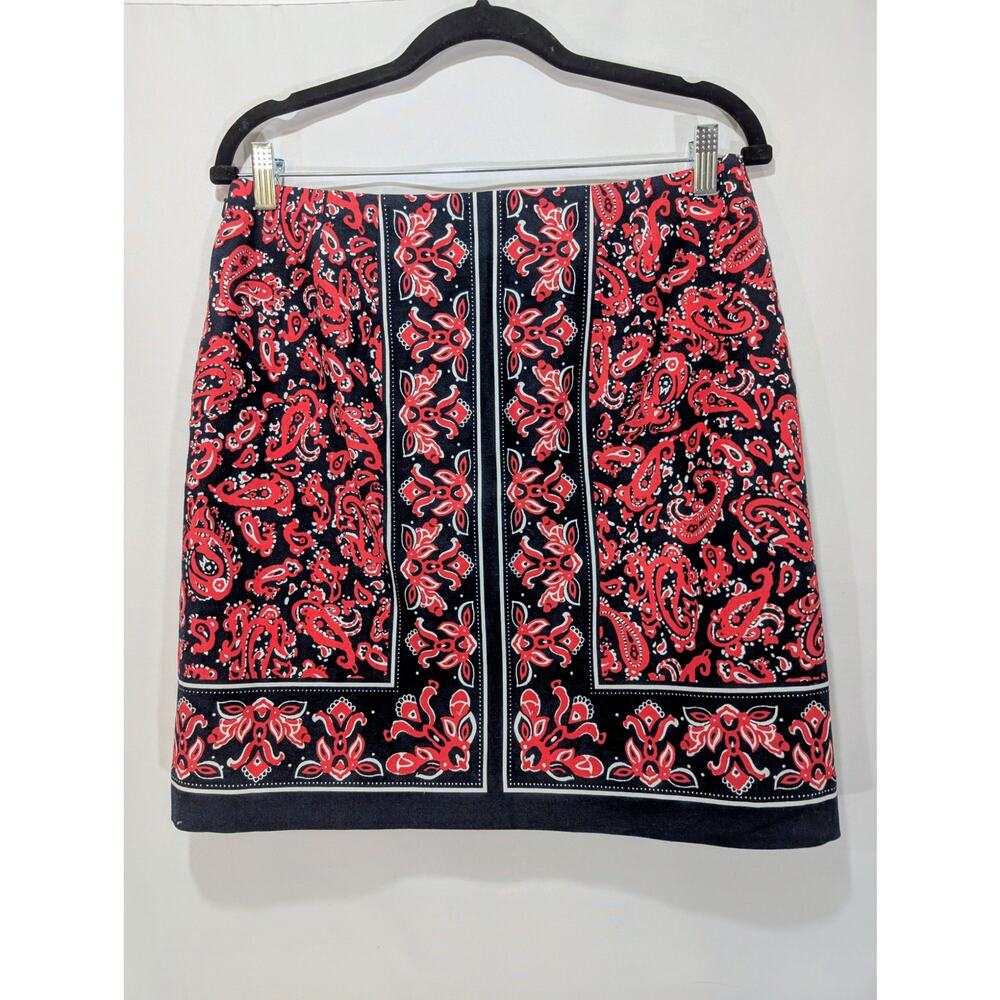 Talbots Bandana Print Cotton Skirt Red Navy White 8P